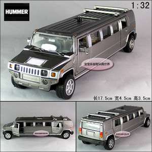 New Hummer 138 Alloy Diecast Model Car With Sound&Light Silver B340