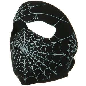   ZANheadgear Neoprene Glow in the Dark Spiderweb Face Mask Automotive