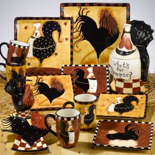 NEW Rise & Shine Square Platter 16 Dan DiPaolo Rooster  