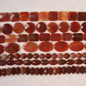Fire Crab Agate Square +Rectangle + Barrel Beads 14.5L  