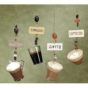  5 Coffee Lovers Beaded Latte Christmas Ornament: Home 
