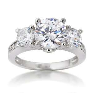  SusanB.flawless 2.5 Carat Simulated Diamond 3 Stone Ring 