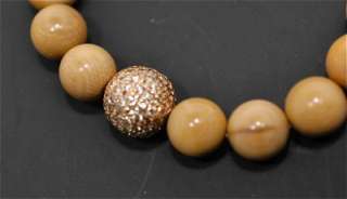 DEVON PAGE McCLEARY Natural Wooden Beads with Gold Ball & Pave 