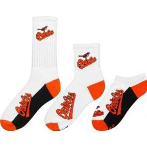  Baltimore Orioles Mens 3 Pair Sock Pack: Sports 