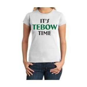  Its Tebow Time White Ladies T Shirt with Green Print by 