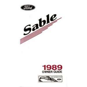  1989 MERCURY SABLE Owners Manual User Guide: Automotive