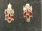 Huggie Earring Set Red Garnet Cubic Zirconia Gems 18KWGP Size 6 
