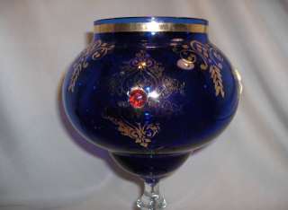 Up for sale is a beautiful vintage 2 piece cobalt blue Murano hand 