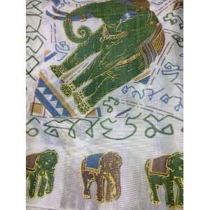 Thai Fine Silk Sqare Scarf Wrap Shawl Elephant Mosaic Artwork Free 