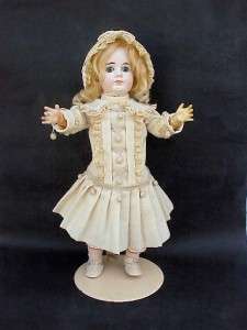 ANTIQUE GERMAN BISQUE HEAD DOLL CLOSED MOUTH 22IN C1900 17.5 in  
