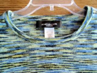 Jones New York 100% Cashmere Pullover Sweater sz S Blue Green Yellow 
