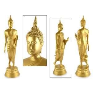  Brass sculpture, Buddha Walks in Faith