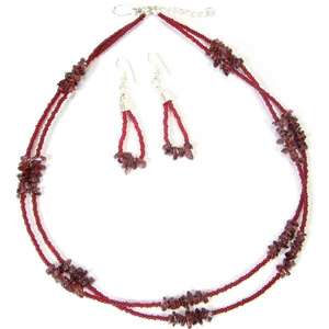Garnet Gemstone Cz Beads Necklace Set 6 Wholesale Lot[S 35 JPR WL4]
