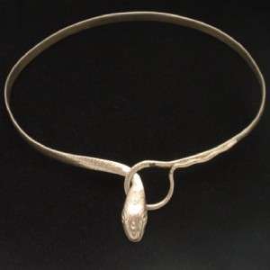 Snake Serpent Necklace Collar Vintage Hammered Details  