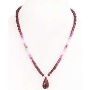   Natural Refined Faceted Shaded Ruby Drop Beaded Necklace Jewelry