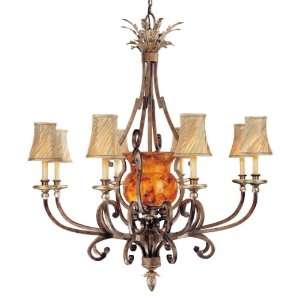   Chandelier with Cracked Pen Shell and Matching Fabric Shades N6062 265