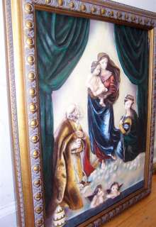 3D Religious Mary Jesus Cherubs Angels Wall Frame Art  
