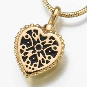 Solid Gold Filigree heart (14K) Urn Pendant