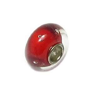  Pandora Style Red with Bubbles Lampwork Glass European 