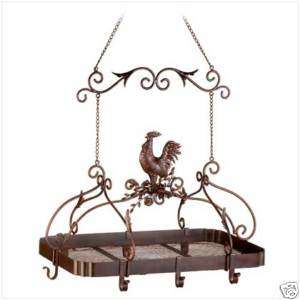HOME COUNTRY DECOR ROOSTER HANGING POT PAN RACK HOLDER  