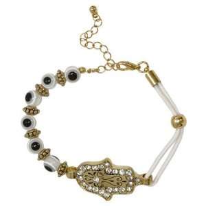  Gold with Clear Crystal Rhinestones and White Rope Style 