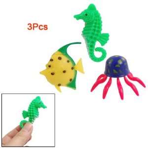   3pcs Green Plastic Seahorse Jellyfish Aquarium Ornament