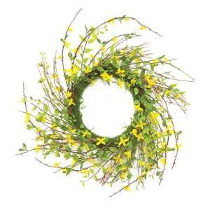   Artificial Yellow Forsythia Twig Wreaths 24   Unlit