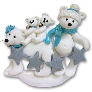 Personalized Ornament Polar Bear Family of 4:  Home 