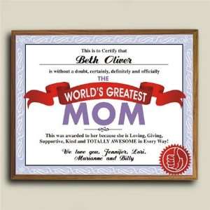 MOTHERS DAY WORLDS BEST MOM PLAQUE PERSONALIZED FREE 