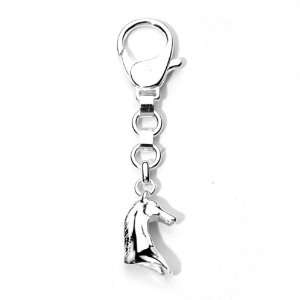 .925 Sterling Silver Horse Head Keychain Key Ring Cell 