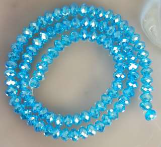 4x6mm Faceted Blue AB Crystal Rondelle Beads 100pcs  