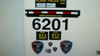 Plano Texas Police Car Decals 1:18 Custom  