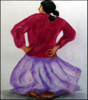   Untitled Purple Skirt Original Pastel Drawing, Hand Signed MAKE OFFER