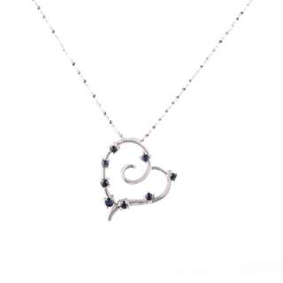 Natural 0.4ct Blue Sapphire .925 Silver Heart Necklace  