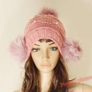New Cute Womens Warm Winter Beret Braided Baggy Beanie Crochet Hat 