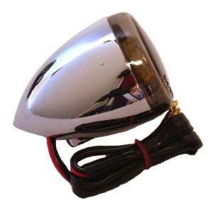 Harley Chrome Deuce Style Smoke Lens Front Turn Signal with Amber LED 