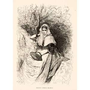 1876 Print Dore Peasant Woman Majorca Mallorca Spain Balearic Island 