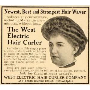 Ad Antique West Electric Hair Curler Waver Marcel   Original Print Ad 