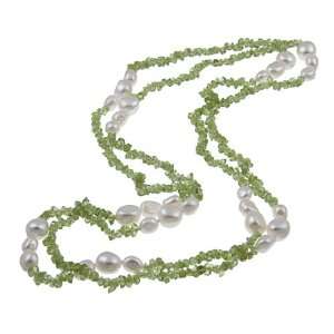 DaVonna Freshwater Pearl and Peridot 48 inch Endless Necklace (8 9 mm)