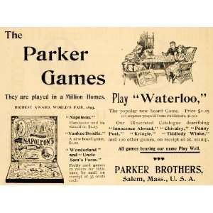  1895 Ad Parker Brothers Board Games Play Waterloo Award 