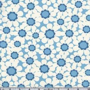  45 Wide Al Fresco Daisies Blue Fabric By The Yard: Arts 