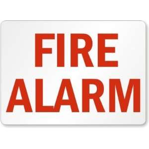  Fire Alarm (red on white) Aluminum Sign, 14 x 10 Office 