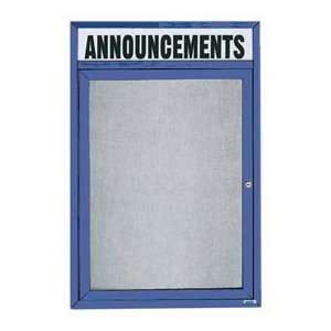   Outdoor Enclosed Bulletin Board with Heater   Blue