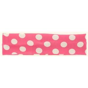 Nylon Stretch Fabric Headbands in Hot Pink with White Polka Dots   5 