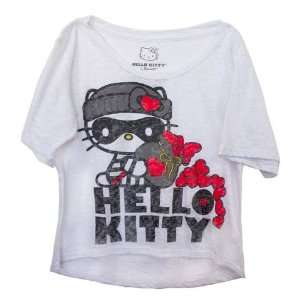  Hello Kitty Sac O Love Distressed White Top   Small 