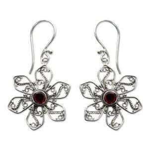  Garnet flower earrings, Poinsettia Jewelry
