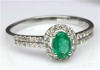 Natural Oval Cut Emerald & Diamond Victorian Engagement Ring In 14K 