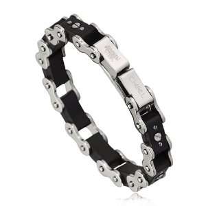  Stainless Steel Black Rubber Bracelet Jewelry