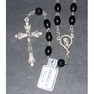    GENUINE COCO BLACK OVAL BEADS ROSARY 21 LONG 