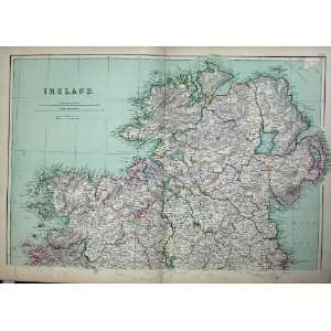  1872 Blackie Geography Maps Ireland Donegal Irish Sea 